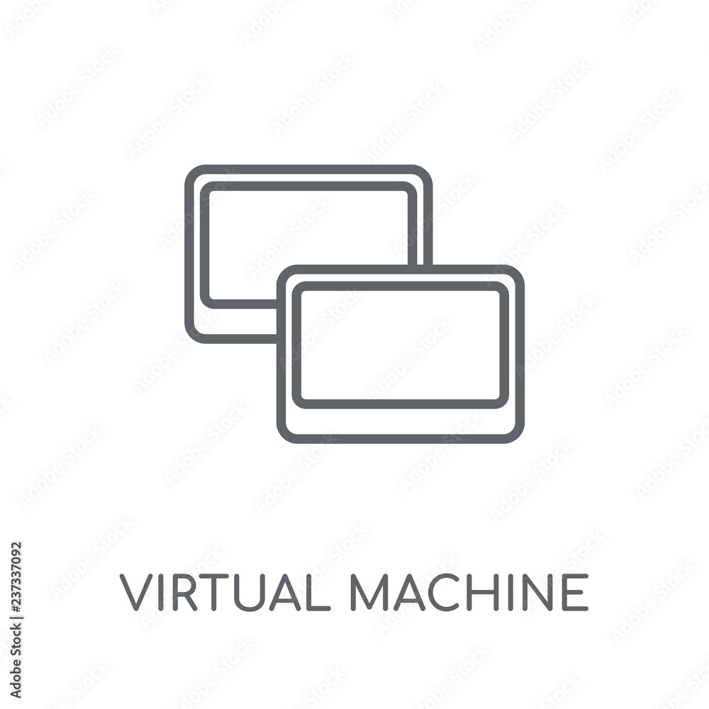 Poster virtual machine linear icon. modern outline virtual machine logo concept on white background from te