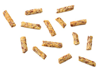 Granola breakfast isolated on white background. muesli. healthy food. fitness food. top view