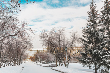 Winter city landscape. Сity of Novosibirsk