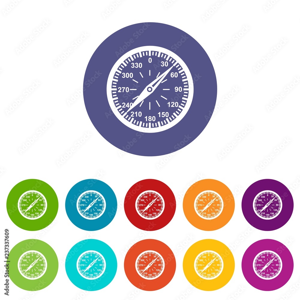 Poster compass icons color set vector for any web design on white background
