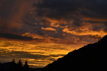 sunset in mountains