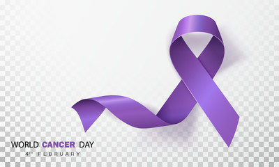 World Cancer Day concept. Lavender Ribbon. Vector illustration.