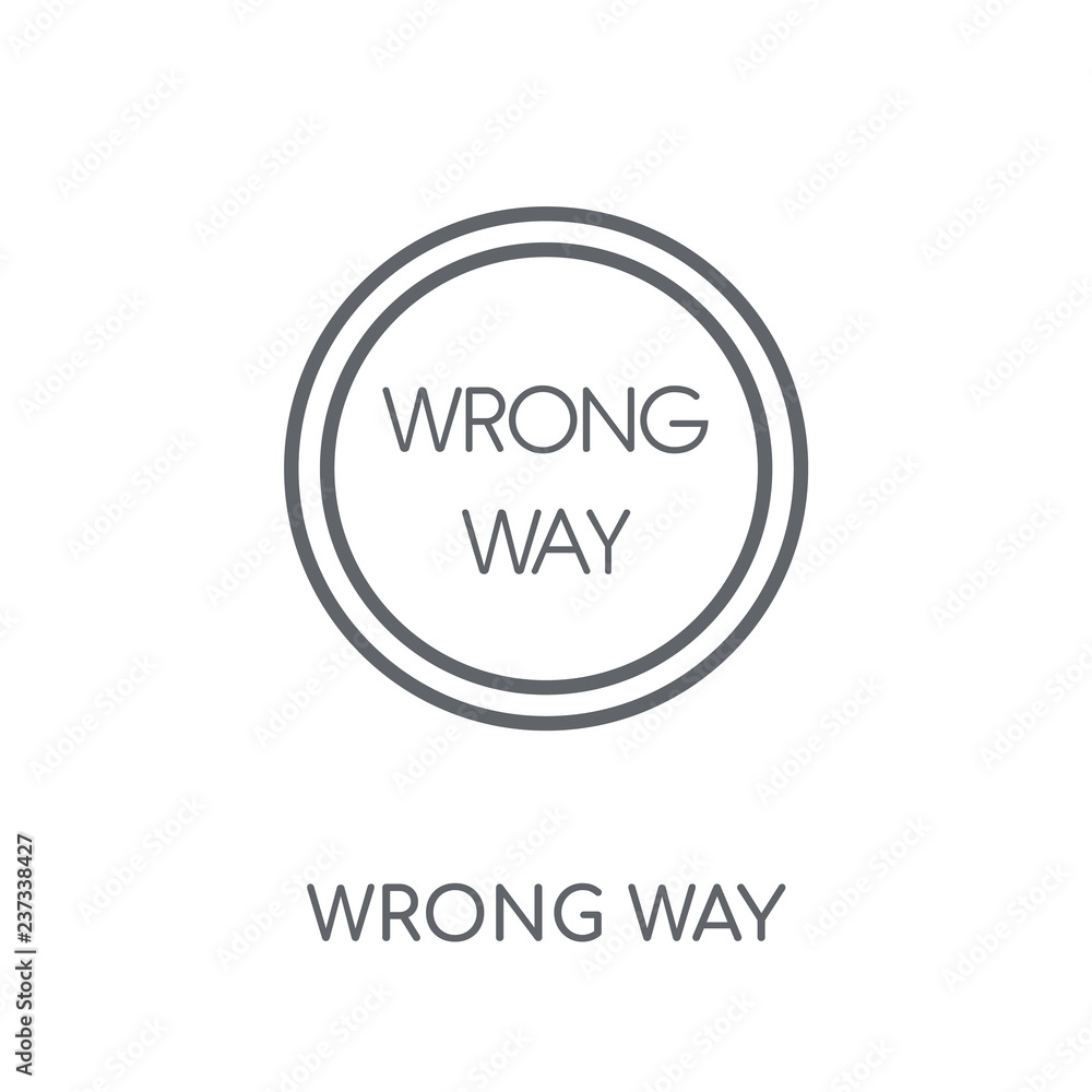 Poster wrong way sign linear icon. modern outline wrong way sign logo concept on white background from traf