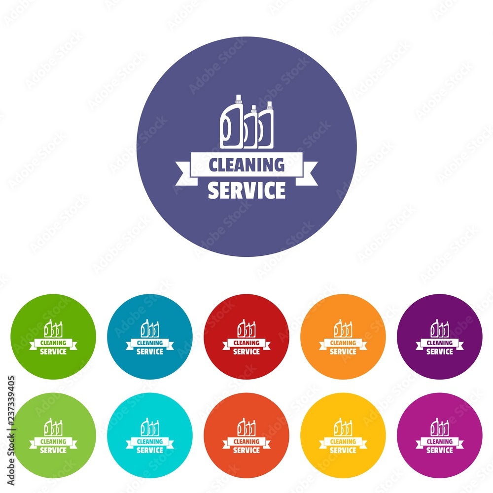 Poster cleaning service icons color set vector for any web design on white background
