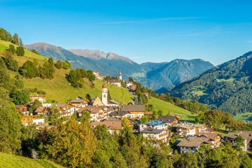 Fototapeta na wymiar Village Telves in hills near Vipiteno in Italian Trentino