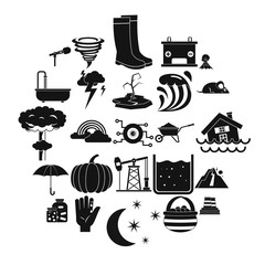 Thunderstorm icons set. Simple set of 25 thunderstorm vector icons for web isolated on white background