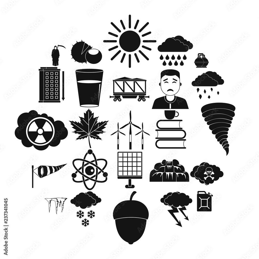Poster storm warning icons set. simple set of 25 storm warning vector icons for web isolated on white backg