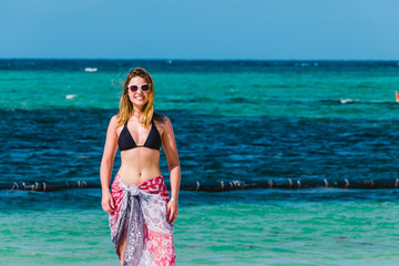 Girl at Bavaro Beaches in Punta Cana, Dominican Republic