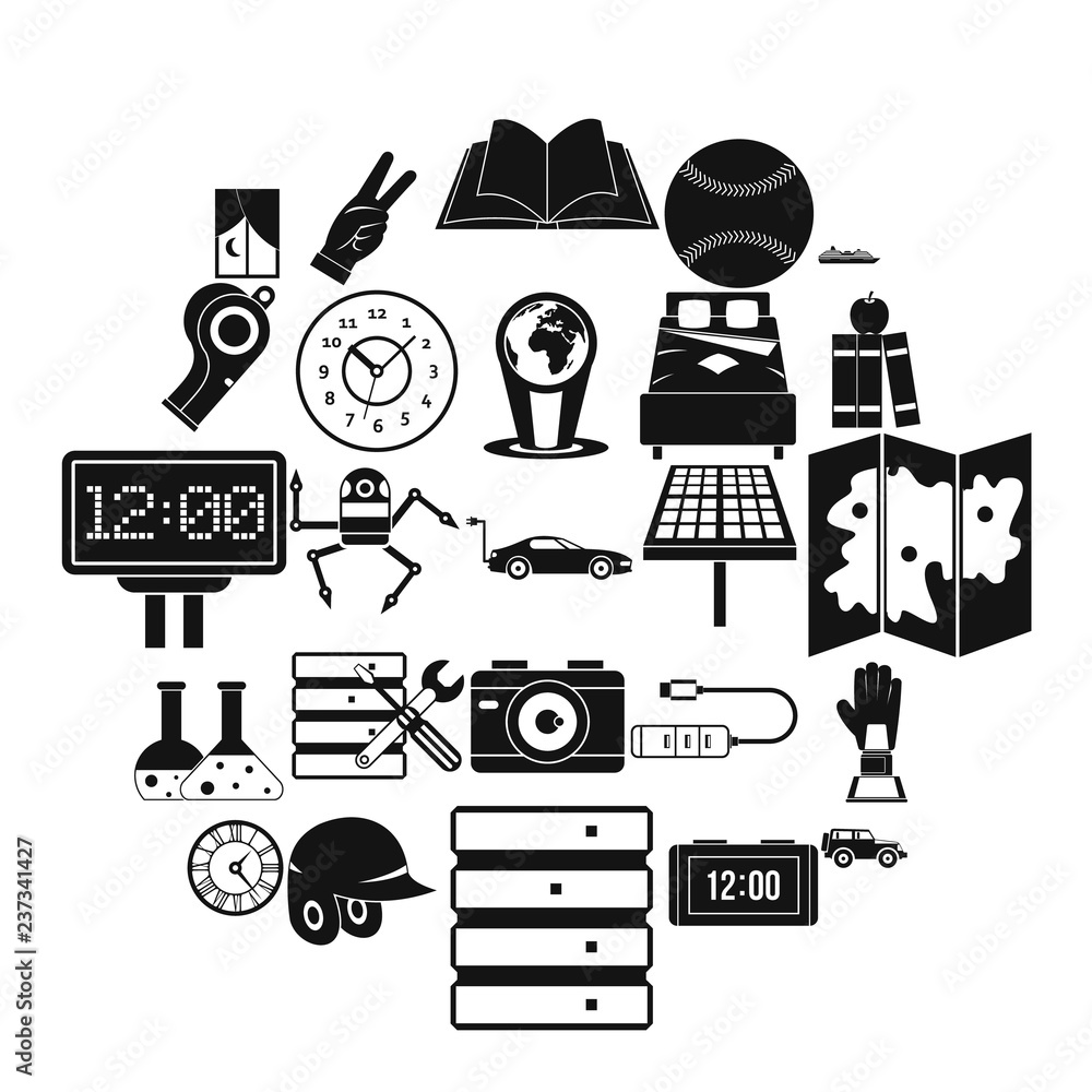 Poster evening time icons set. simple set of 25 evening time vector icons for web isolated on white backgro