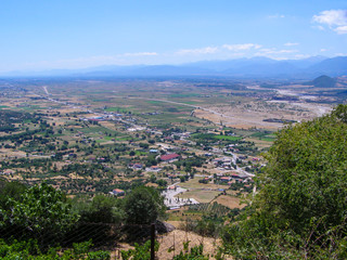 Fototapeta premium Panorama view from the observation deck at the top of the mountain range.
