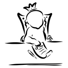 Funny little king with a document, issues a decree