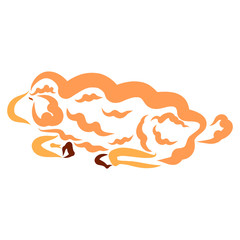 Furry sleeping sheep, colorful pattern, cute animals