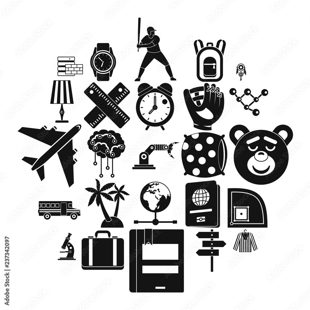 Poster time to fly icons set. simple set of 25 time to fly vector icons for web isolated on white backgroun