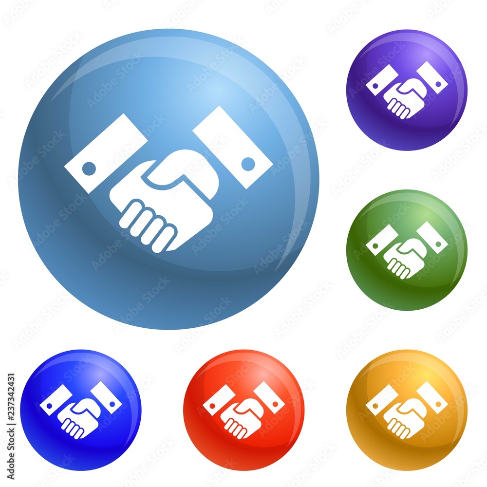 Poster handshake icons set vector 6 color isolated on white background