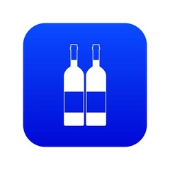 Two bottles of wine icon digital blue for any design isolated on white vector illustration