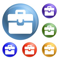 Briefcase icons set vector 6 color isolated on white background