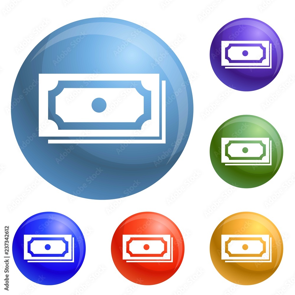 Poster dollar icons set vector 6 color isolated on white background