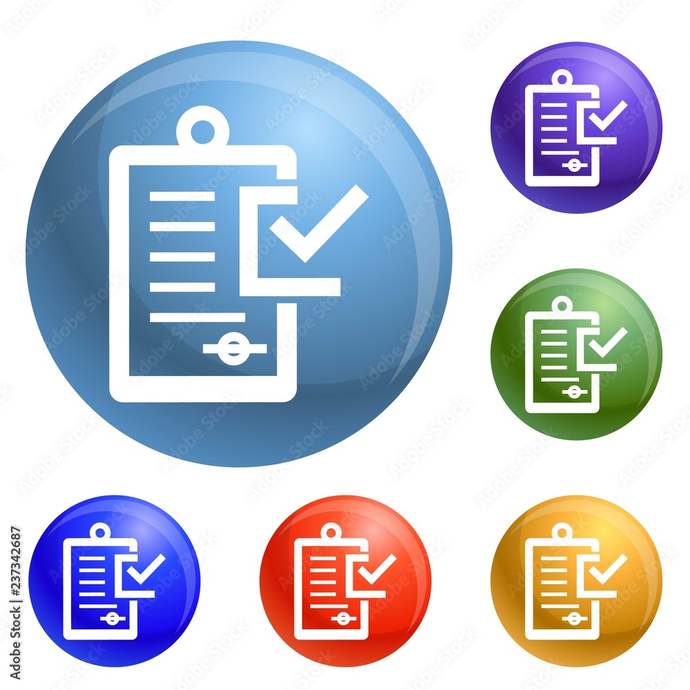 Poster checklist icons set vector 6 color isolated on white background