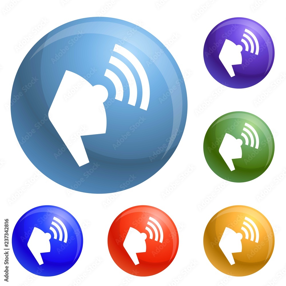 Poster megaphone icons set vector 6 color isolated on white background