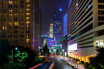 Fototapeta na wymiar Guangzhou Xiancun modern downtown area views of modern skyscrapers and tourists