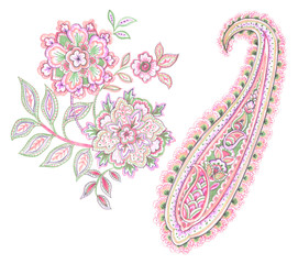 Watercolor drawing : Paisley Style