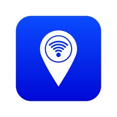 Map pin pointer with wi fi symbol icon digital blue for any design isolated on white vector illustration