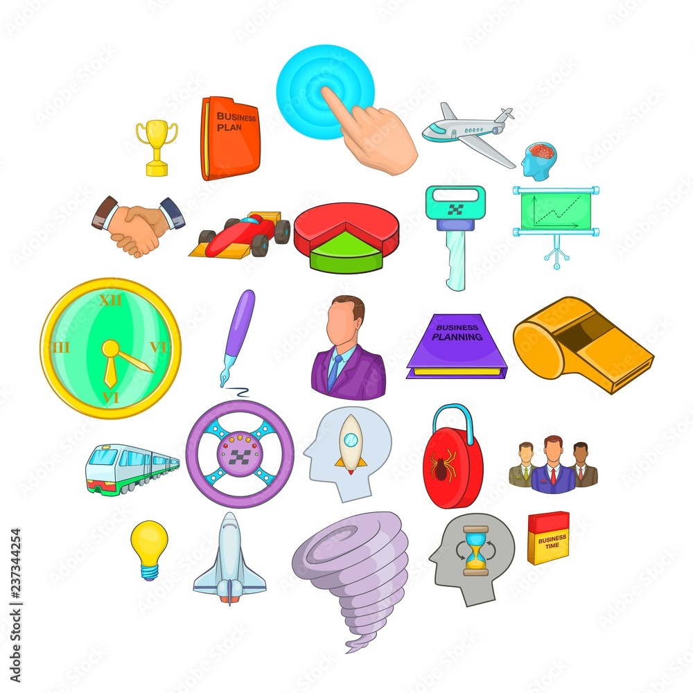 Poster management icons set. cartoon set of 25 management vector icons for web isolated on white background