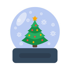 snow globe  flat icon on isolated white transparent background.	