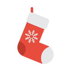 Christmas sock  flat icon on isolated white transparent background.	