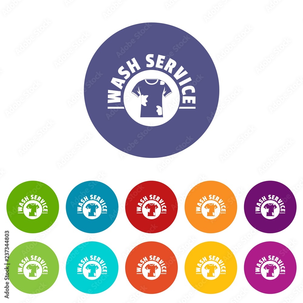 Poster dry cleaning icons color set vector for any web design on white background