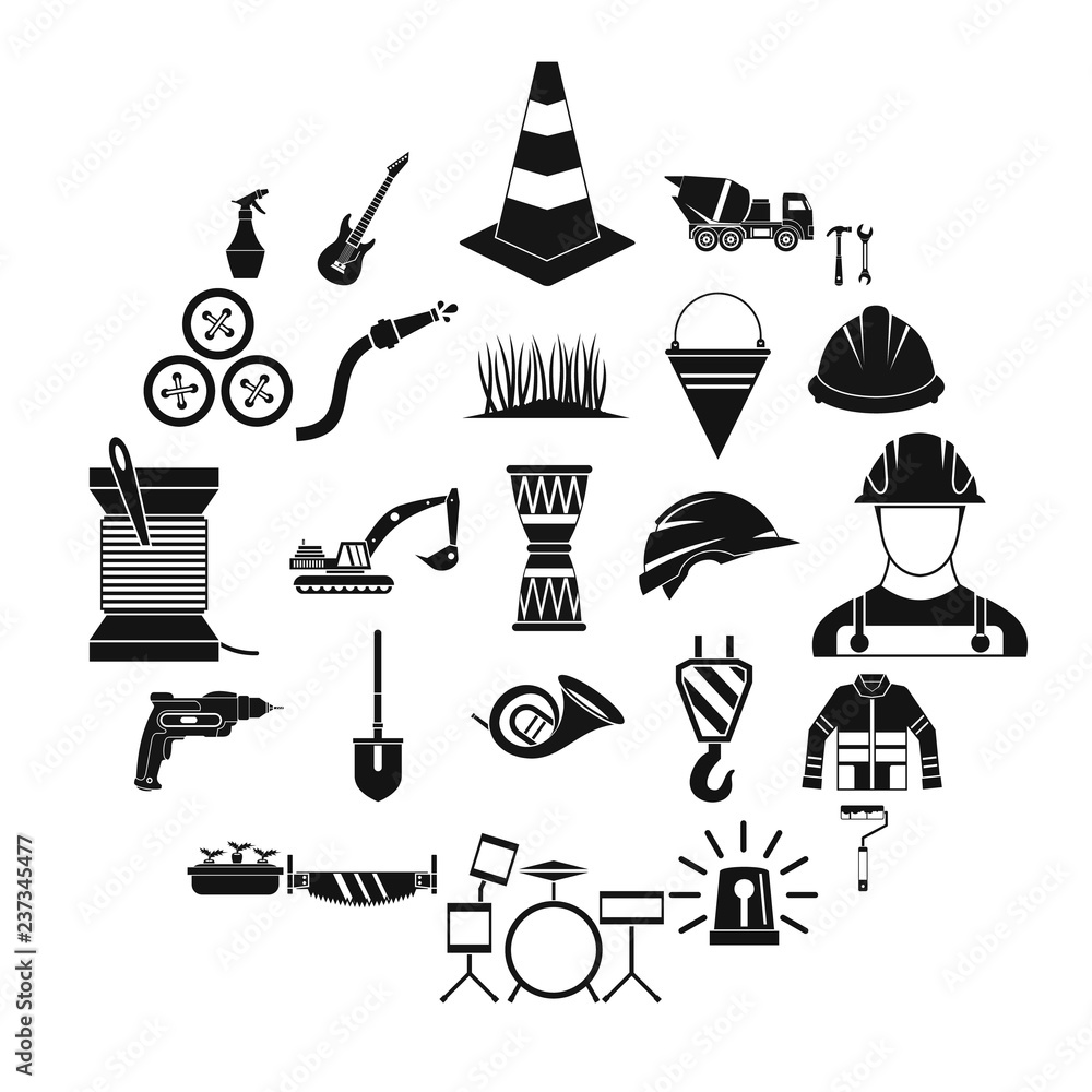 Poster tool icons set. simple set of 25 tool vector icons for web isolated on white background