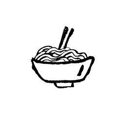 Noodles icon. Ggrunge ink brush vector illustration. Food flat illustration.