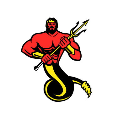 Typhon Holding Trident Mascot Color