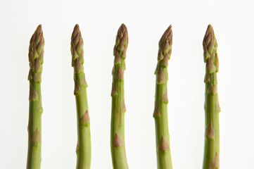 ASPARAGUS TIPS ON WHITE BACKGROUND