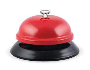Desk bell. Vintage hotel reception service bell. Realistic vector 3d illustration