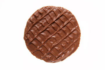 CHOCOLATE BISCUIT ISOLATED ON WHITE BACKGROUND