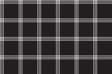 Black white check plaid fabric texture seamless pattern