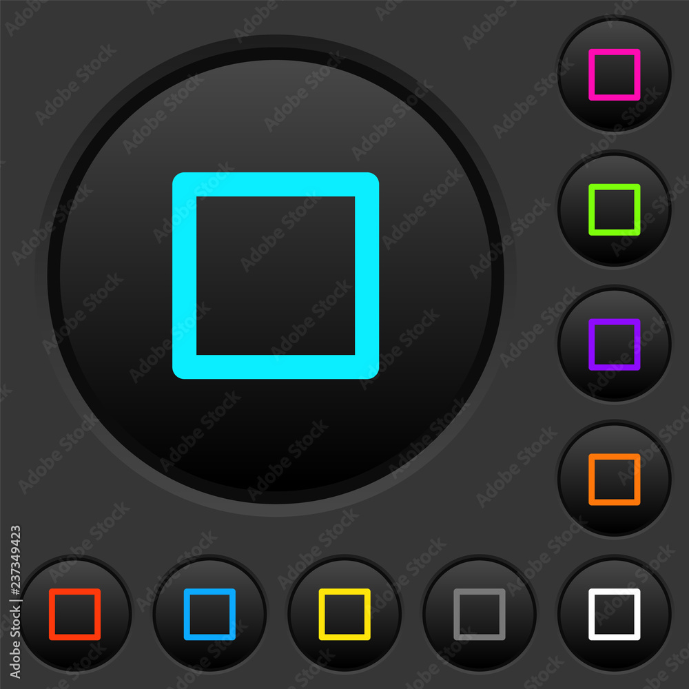 Poster media stop dark push buttons with color icons