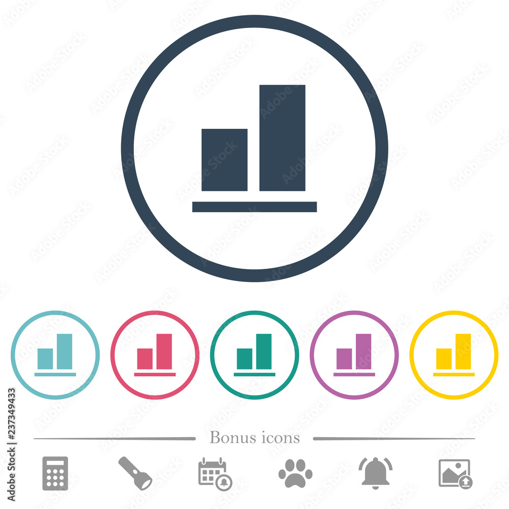 Poster align to bottom flat color icons in round outlines