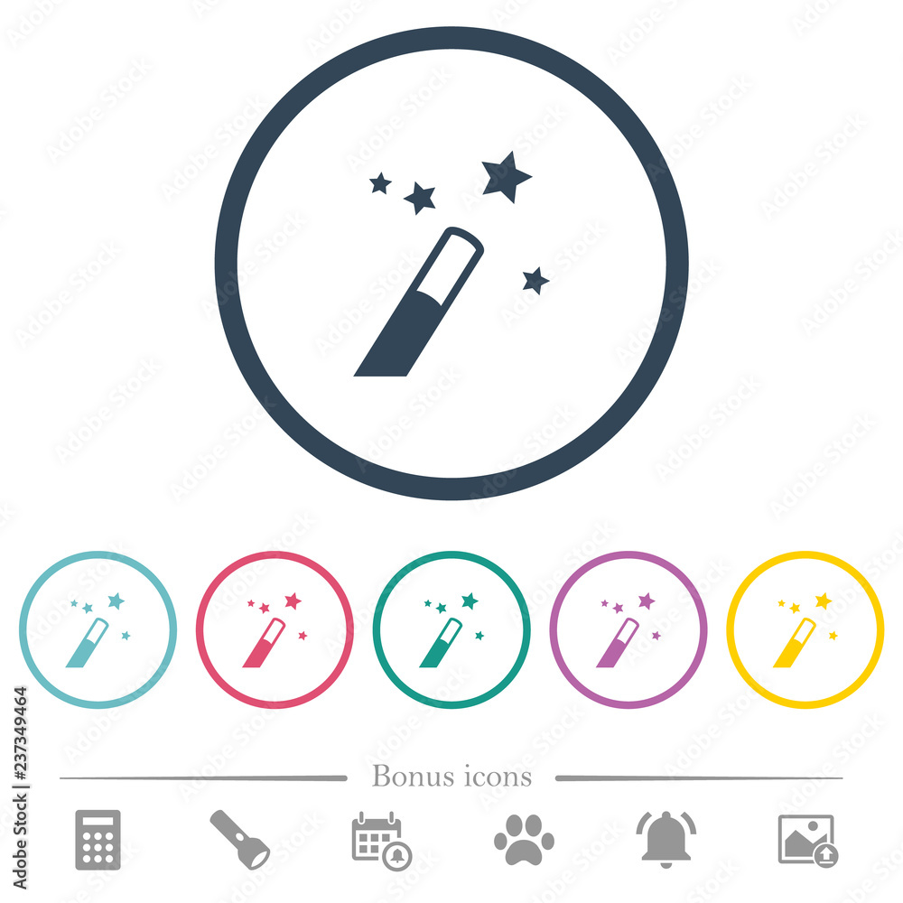Poster application wizard flat color icons in round outlines