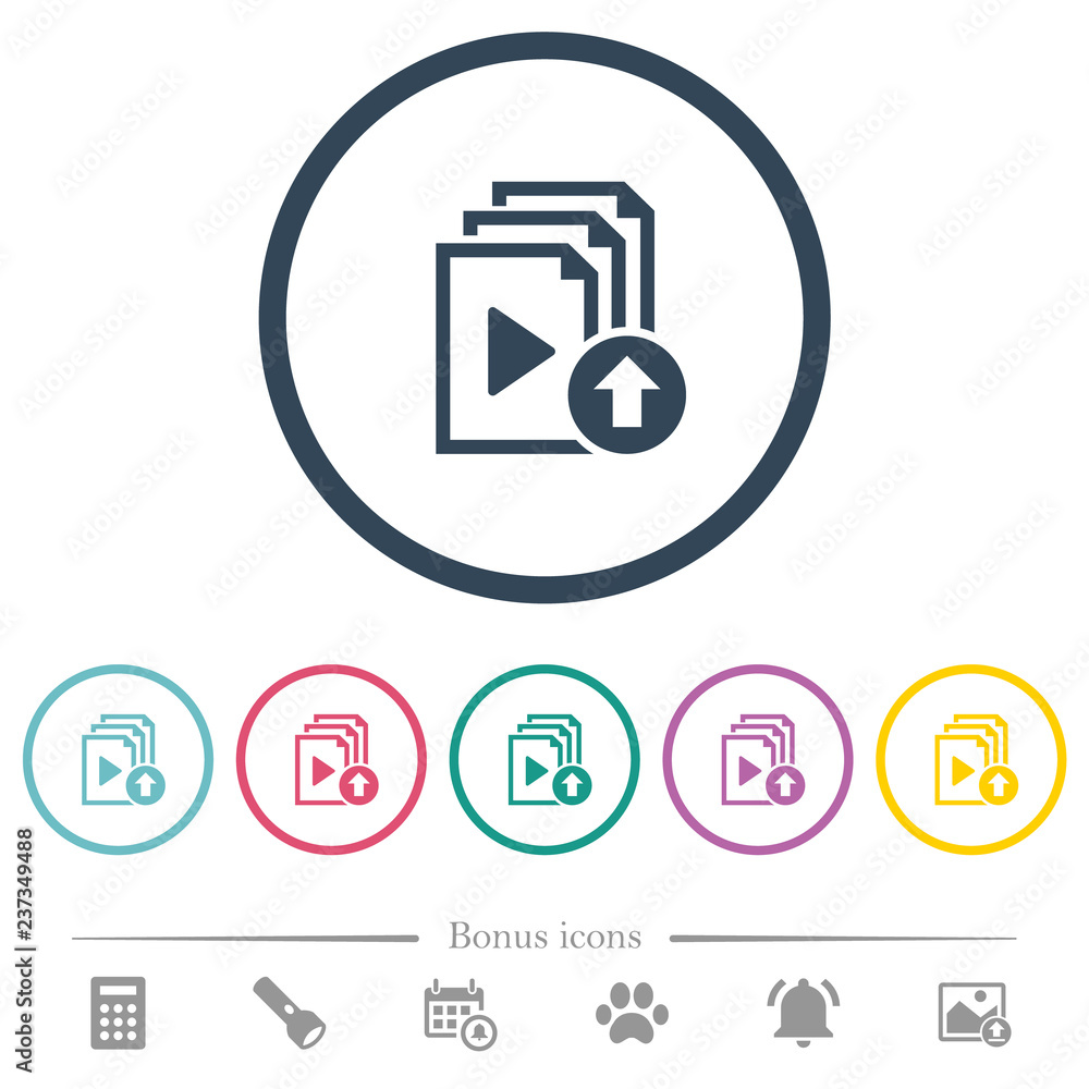 Poster move up playlist item flat color icons in round outlines