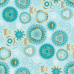 Luxury floral style snowflakes seamless pattern