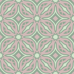 Floral seamless pattern. Olive green background with pale pink flower elements - 237349635