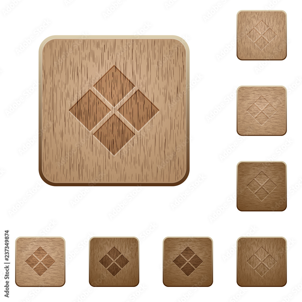 Poster diagonal tile pattern wooden buttons