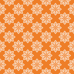 Orange and white floral seamless pattern