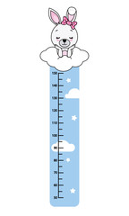 child wall meter. Rabbit in a cloud