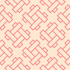 Red and beige geometric ornament. Seamless pattern