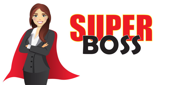 Business Woman With Text Super Boss