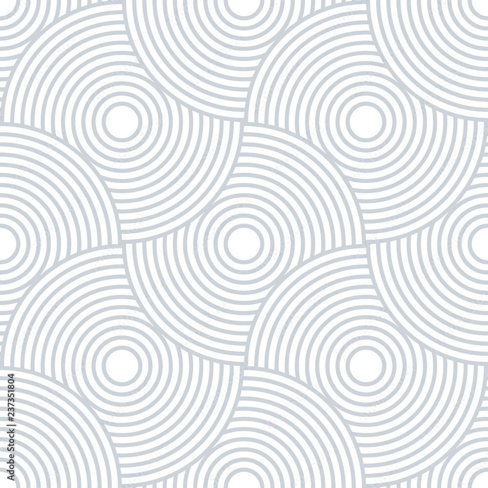 Poster Abstract retro pattern of geometric shapes. Neutral  mosaic backdrop. Geometric wave of circles  background, vector