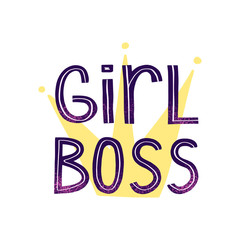 Girl boss lettering inspirational phrase for posters, cards and clothes.Feminine calligraphy background.T-shirt design. Vector EPS 10